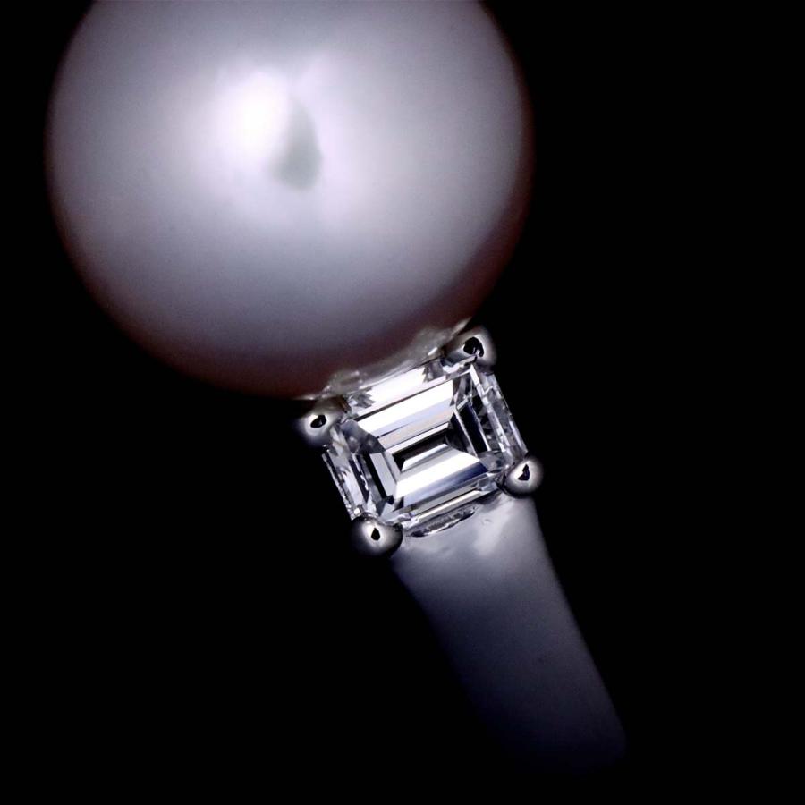 TASAKI タサキ 17号 リング アコヤ真珠 8.7mm ダイヤ 0.31ct Pt  