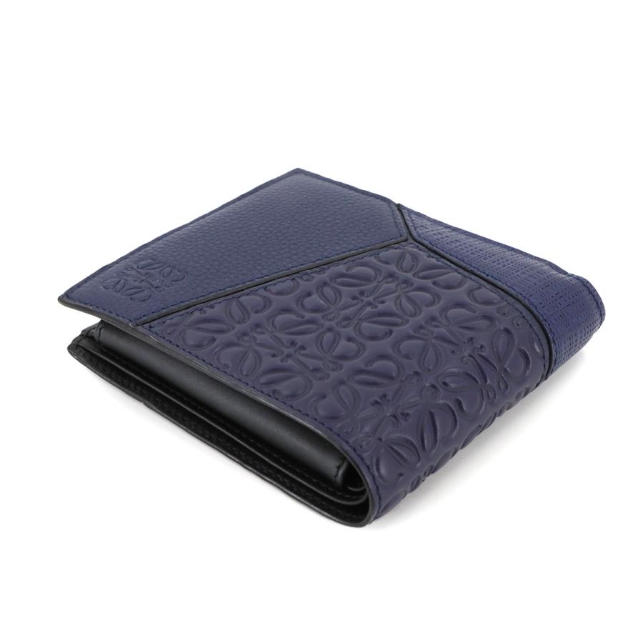 □美品□LOEWE 二つ折り財布 パズル アナグラム レザー ネイビー