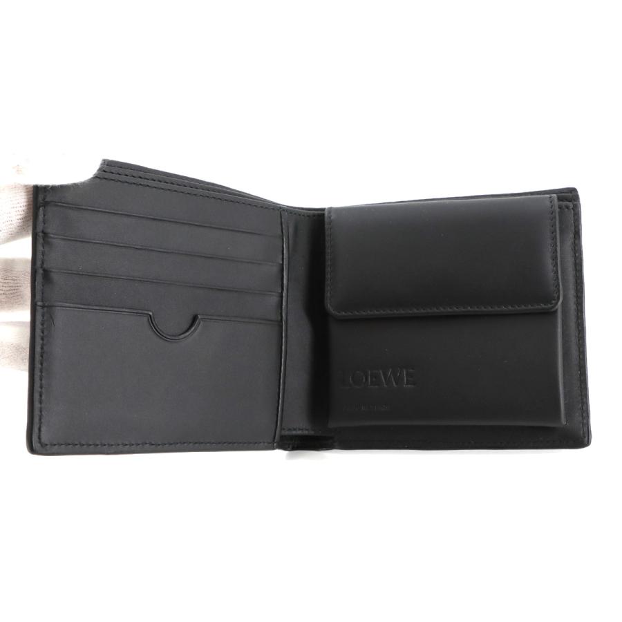 □美品□LOEWE 二つ折り財布 パズル アナグラム レザー ネイビー