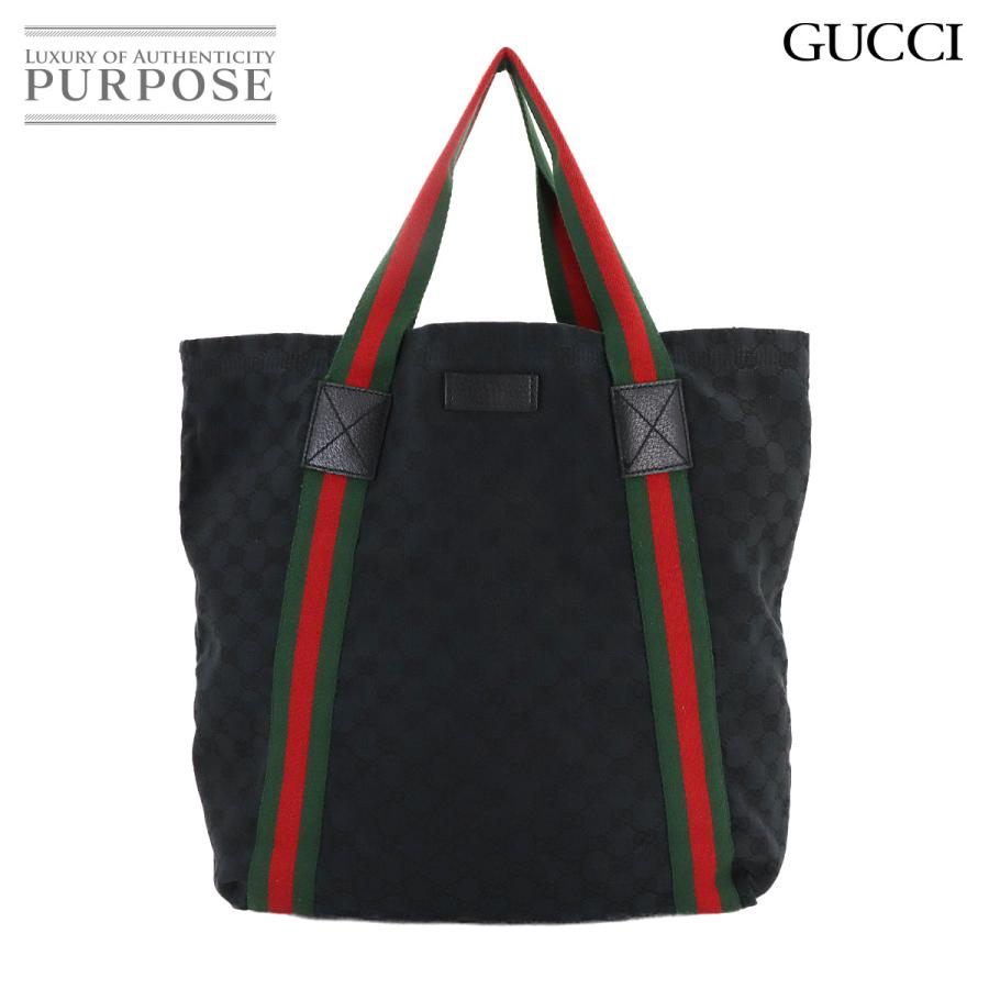 GUCCI グッチ GGキャンバス シェリーライン トート バッグ レザー 