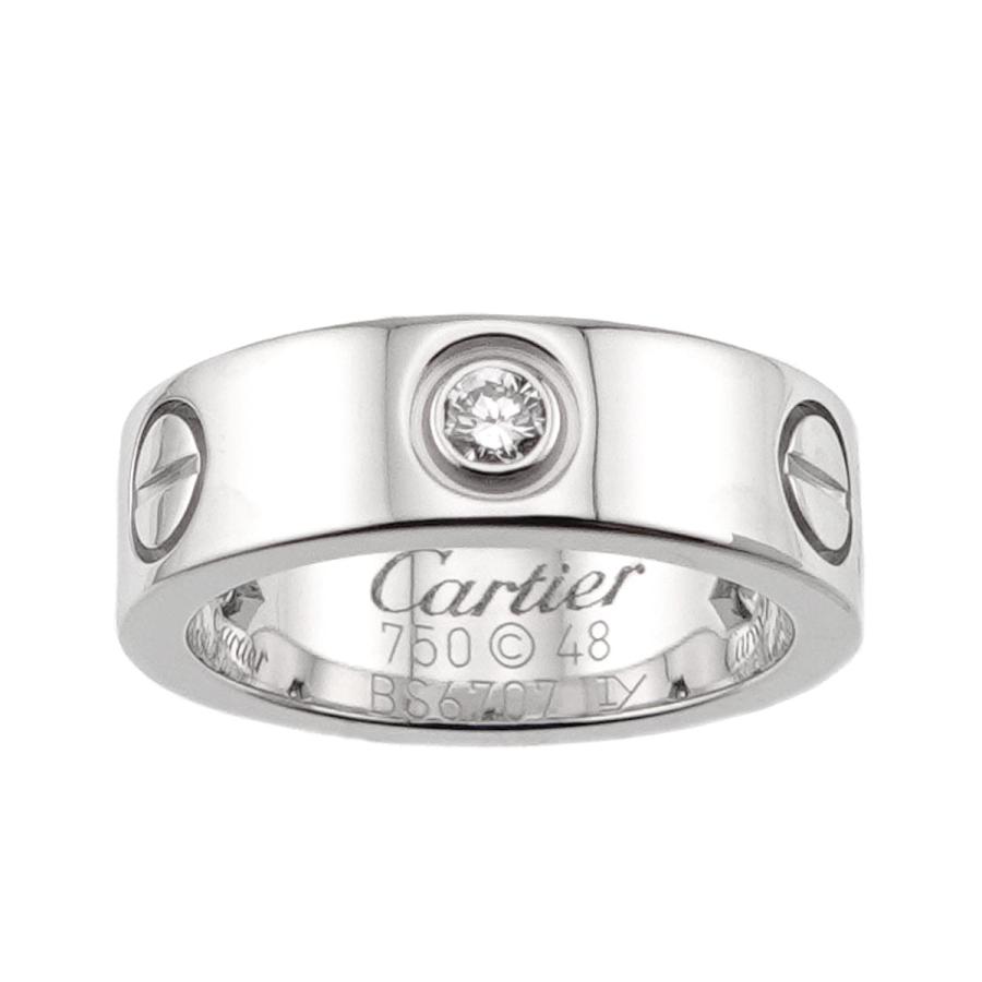Cartier カルティエ ラブ #48 リング ハーフ ダイヤ 3P K18 WG  
