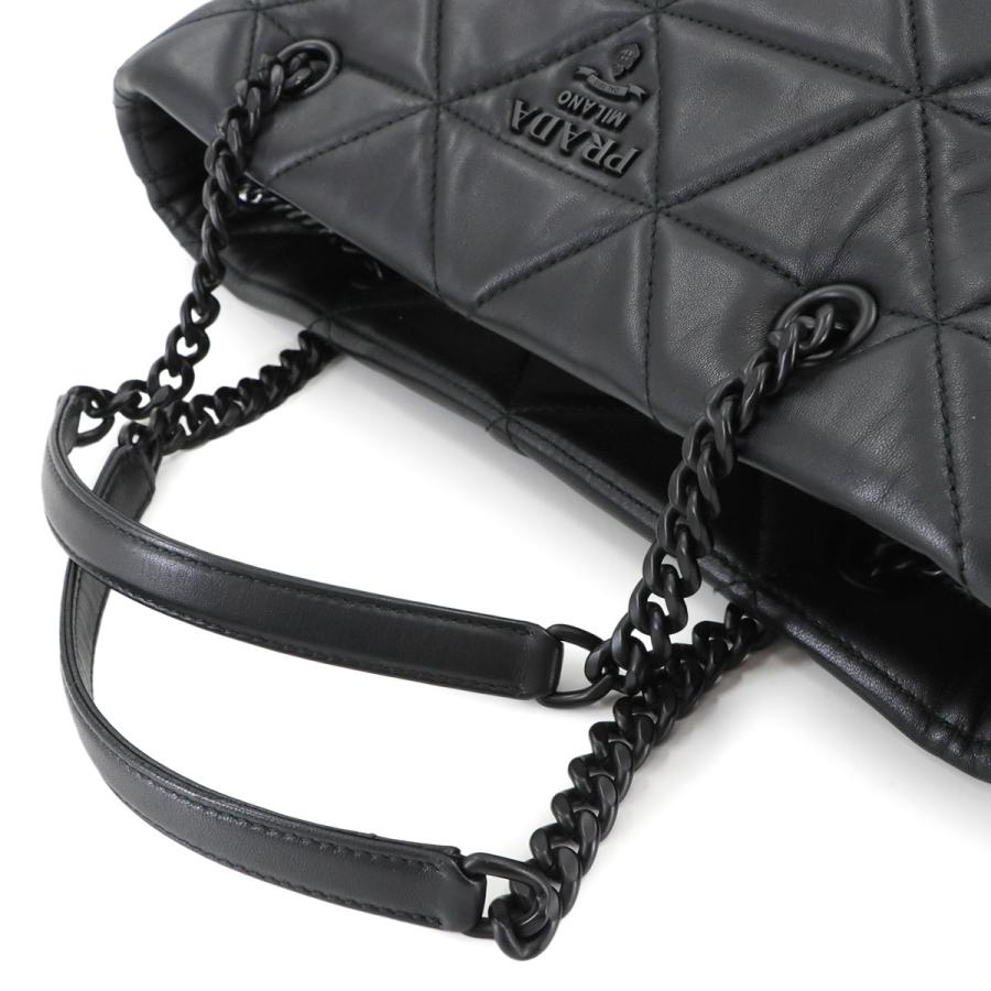 新品同様 プラダ バッグ スペクトラム チェーン トート バッグ レザー ブラック 1BG298 レディース 90294264 【中古】ブランド PRADA（プラダ） 新品同様 スペクトラム チェーン トート バッグ