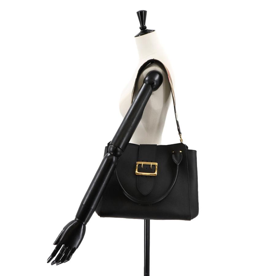 ブラックレザー ショルダーバッグ ゴールド装飾　バーバリー BURBERRY 未使用 展示品 バーバリー バックル 2way トート