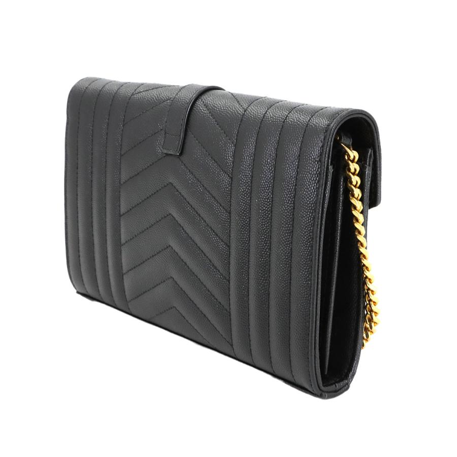 新品同様 サンローラン SAINT LAURENT カサンドラ エンベロープ チェーン ウォレット 長財布 レザー ブラック 620280 90294486 Yves Saint Laurent（イヴ・サンローラン） 新品同様 サンローラン
