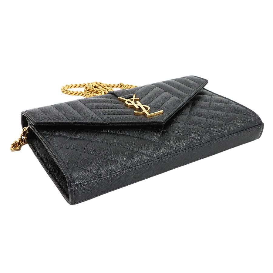 新品同様 サンローラン SAINT LAURENT カサンドラ エンベロープ チェーン ウォレット 長財布 レザー ブラック 620280 90294486 Yves Saint Laurent（イヴ・サンローラン） 新品同様 サンローラン