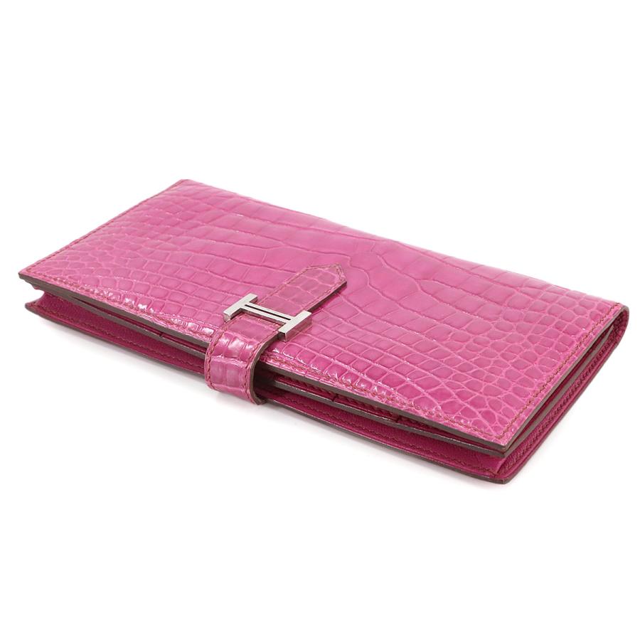 HERMES エルメス クロコダイル アリゲーター ベアンスフレ 長財布  