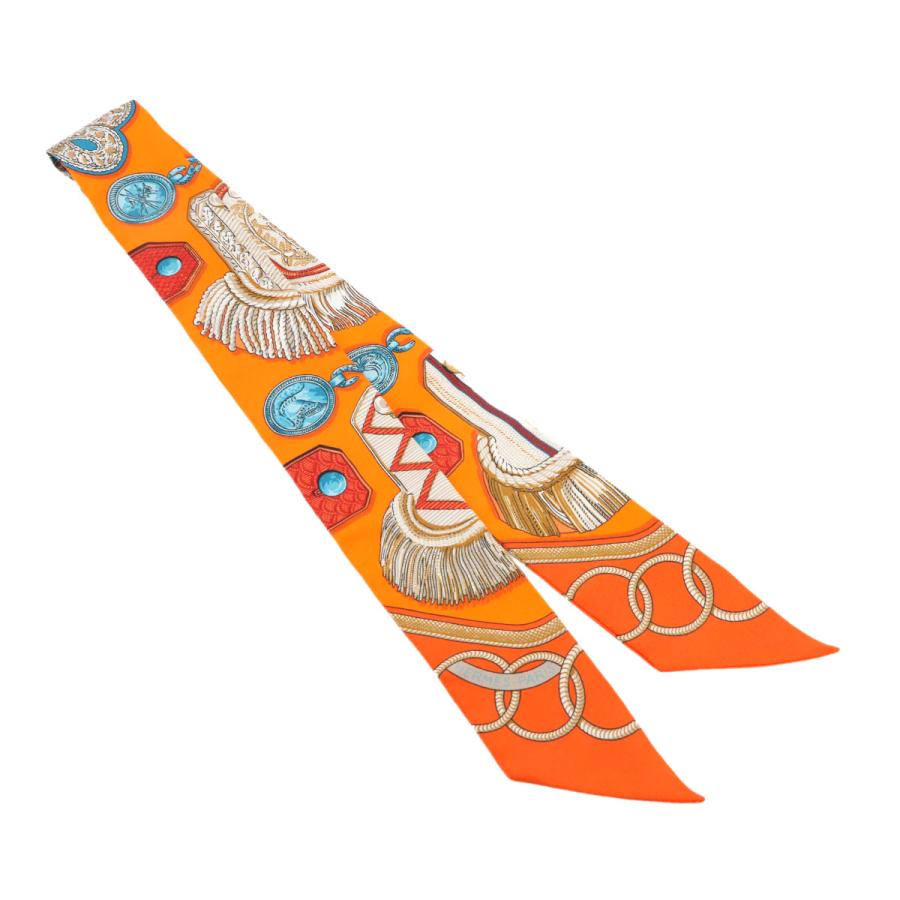 HERMES 新品同様 エルメス ツイリー スカーフ シルク 100% オレンジ  