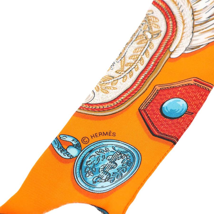 HERMES 新品同様 エルメス ツイリー スカーフ シルク 100% オレンジ  