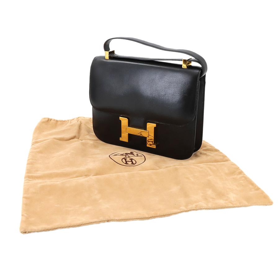 エルメス HERMES コンスタンス 23 ショルダー バッグ ボックスカーフ レザー ブラック 〇Q刻印 1987年製 ヴィンテージ 90297499の画像