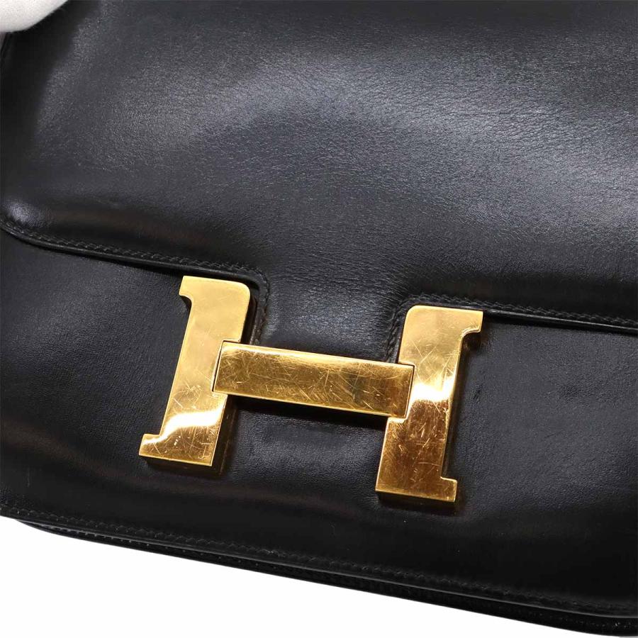 エルメス HERMES コンスタンス 23 ショルダー バッグ ボックスカーフ レザー ブラック 〇Q刻印 1987年製 ヴィンテージ 90297499の画像