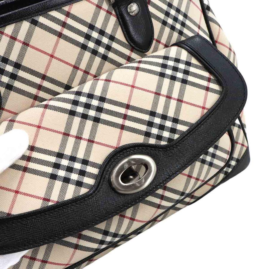 美品バーバリー ハンドバッグ レザー ブラック ノバチェック 美品 バーバリー ノバチェック レザー ワンショルダー ハンドバッグ