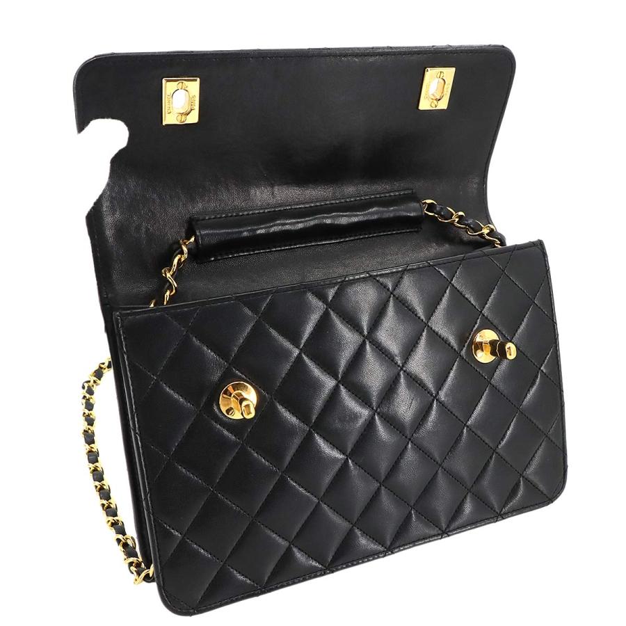 新品同様 シャネル CHANEL マトラッセ ダブル ターンロック 2way ハンド チェーン ショルダー バッグ レザー ブラック 90299125 CHANEL（シャネル） 新品同様 マトラッセ ダブル ターンロック 2way