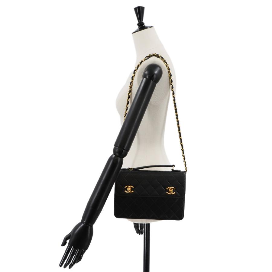 新品同様 シャネル CHANEL マトラッセ ダブル ターンロック 2way ハンド チェーン ショルダー バッグ レザー ブラック 90299125 CHANEL（シャネル） 新品同様 マトラッセ ダブル ターンロック 2way