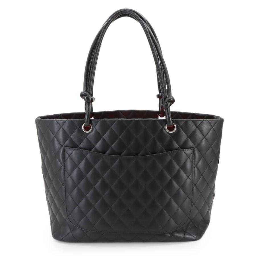 CHANEL 美品 シャネル カンボンライン ラージ トート バッグ レザー