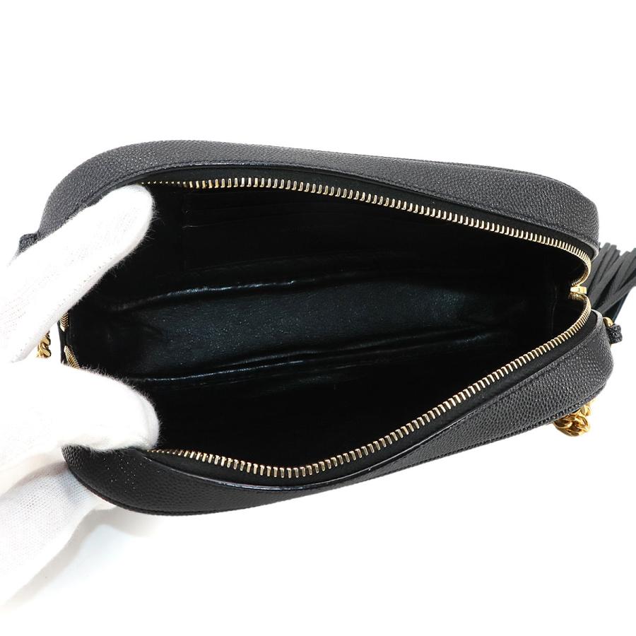 イヴ・サンローランルー ミニバッグチェーン YSLショルダーバッグレザーブラック Yves Saint Laurent（イヴ・サンローラン） 美品 サンローラン SAINT