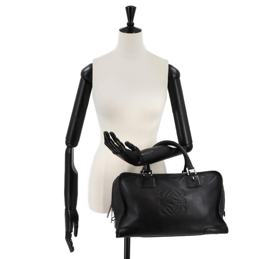 ロエベ　アマソナ36 ロエベ アマソナ36 アナグラム レザー ハンドバッグ ネイビー