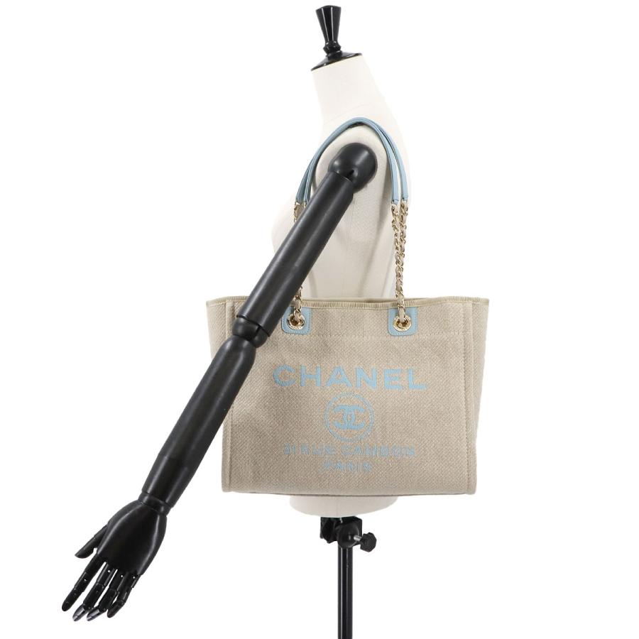 未使用 展示品 シャネル バッグ ドーヴィル MM チェーン トート キャンバス ベージュ A67001 レディース 90299565 【中古】ブランド CHANEL（シャネル） 未使用 展示品 ドーヴィル MM チェーン トート