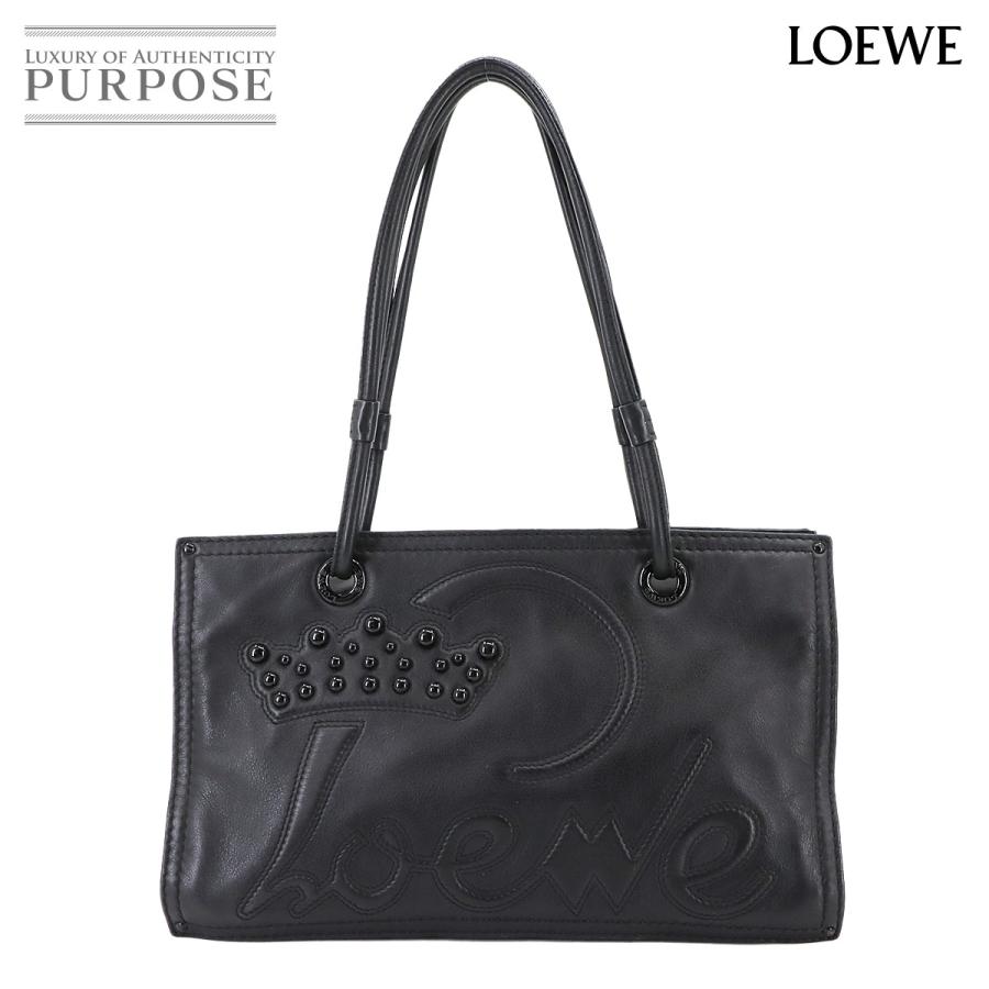 LOEWE（ロエベ） ショッパー トート バッグ レザー ブラック スタッズ