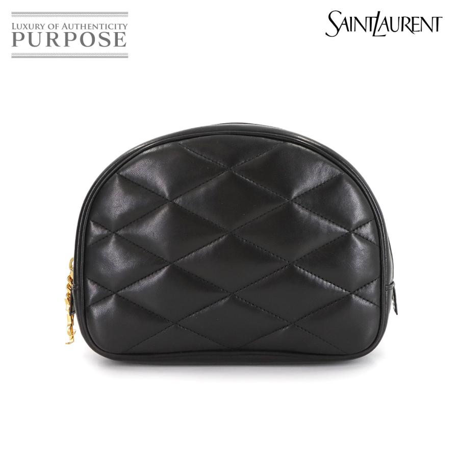 新品同様 サンローラン バッグ キルティング ポーチ レザー ブラック ゴールド 金具 レディース 90301527 【中古】ブランド Yves Saint Laurent（イヴ・サンローラン） 新品同様 サンローラン