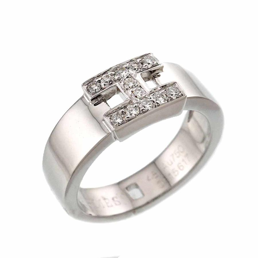 【しま】HERMES ダイヤモンド付きリング HERMES（エルメス） ニュー ヘラクレス #48 リング ダイヤ K18 WG