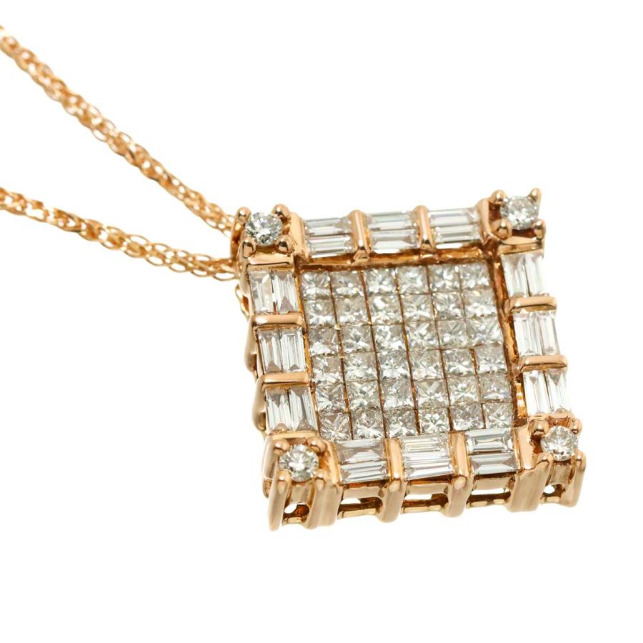 ダイヤ 1.50ct ネックレス 45cm K18 PG ピンクゴールド 750 【鑑別書 