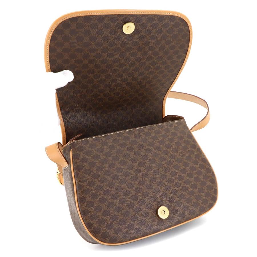 新品同様 セリーヌ バッグ マカダム ショルダー バッグ PVC レザー ブラウン ゴールド 金具 レディース 90303011 【中古】ブランド CELINE（セリーヌ） 新品同様 マカダム ショルダー バッグ PVC レザー