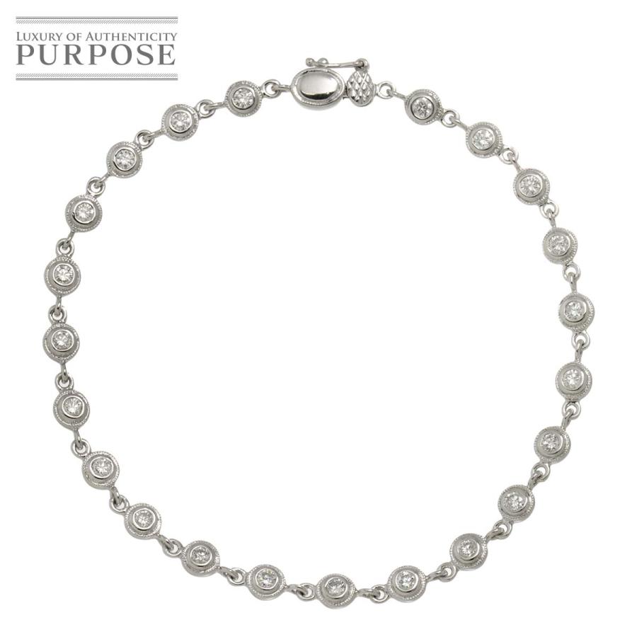 ダイヤ 1.00ct K18 WG ブレスレット 18cm ホワイトゴールド 750 