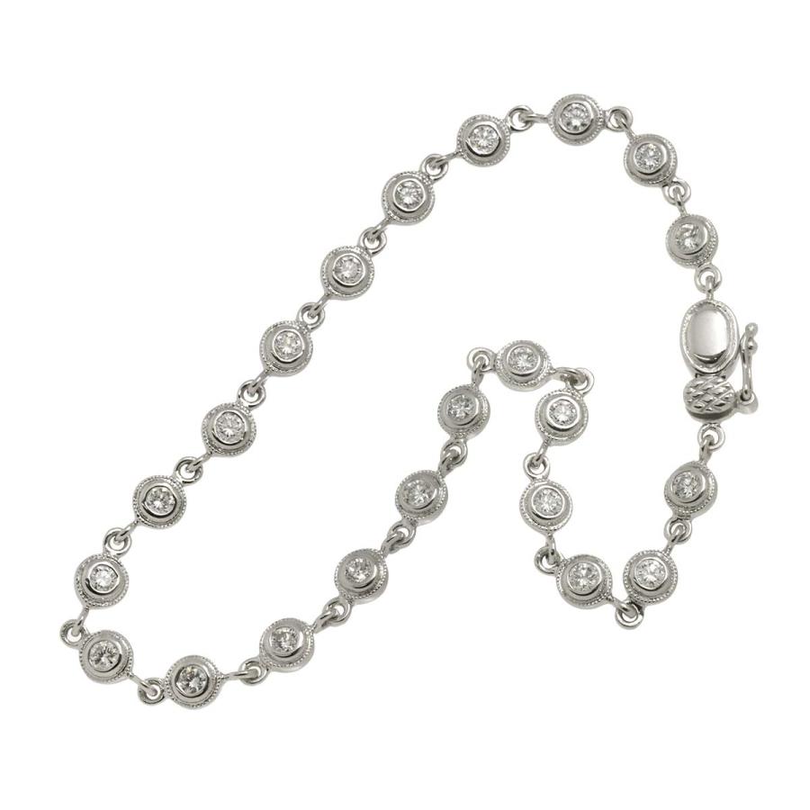ダイヤ 1.00ct K18 WG ブレスレット 18cm ホワイトゴールド 750 