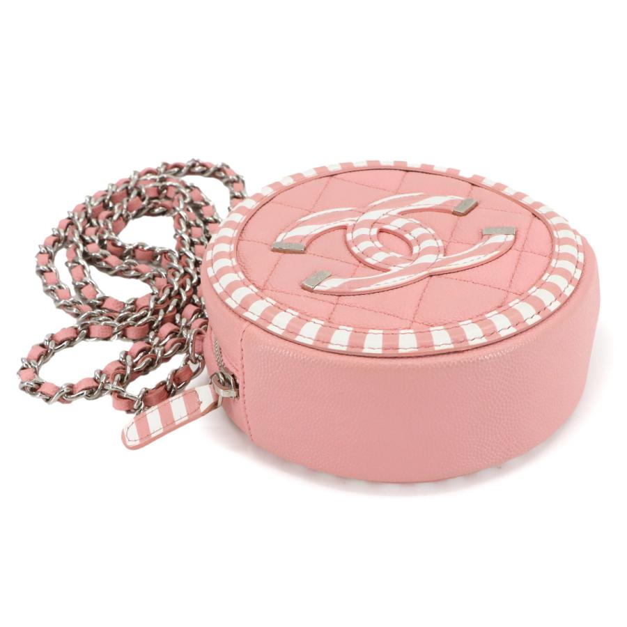 CHANEL フリンジ付きショルダーバッグ ホワイト/ピンク CHANEL（シャネル） 新品同様 CHANEL CCフィリグリー チェーン