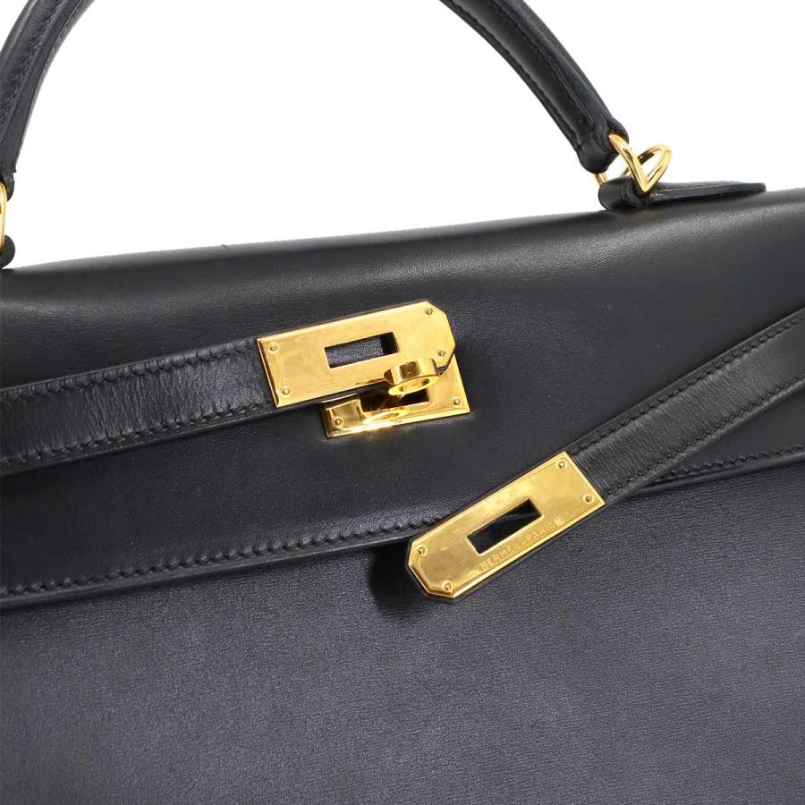 HERMES（エルメス） 美品 ケリー 32 ボックスカーフ ブラック ハンド