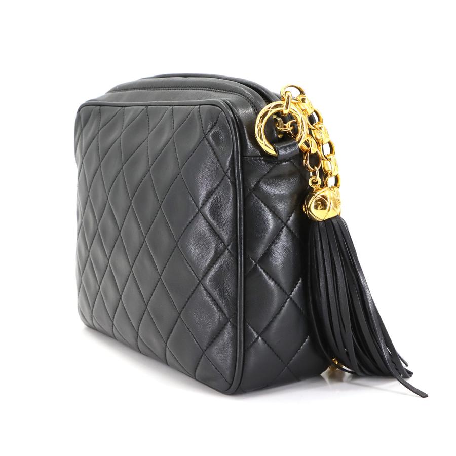 シャネル バッグ マトラッセ ビジュー チェーン ショルダー フリンジ ラムスキン ブラック レディース 90304515 【中古】ブランド CHANEL（シャネル） マトラッセ ビジュー チェーン ショルダー バッグ