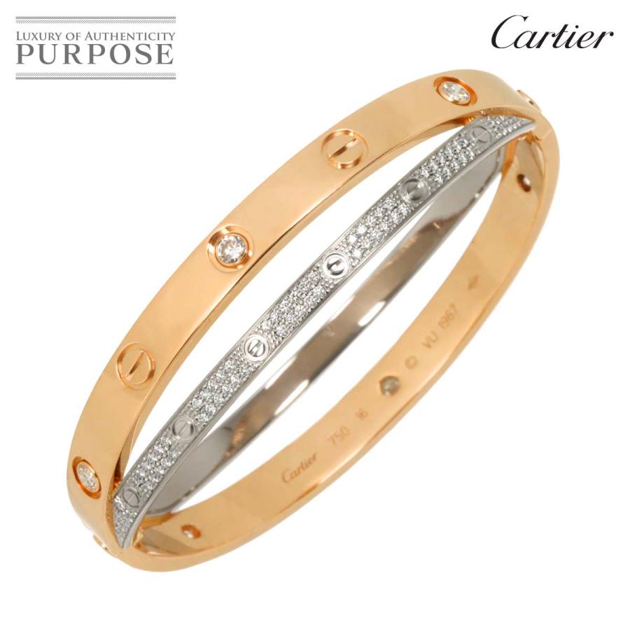 Cartierカルティエブレスレットラブブレス LOVE BRACELETダイヤ Cartier（カルティエ） ラブ ブレス 6P パヴェ ダイヤ #16 K18 PG WG
