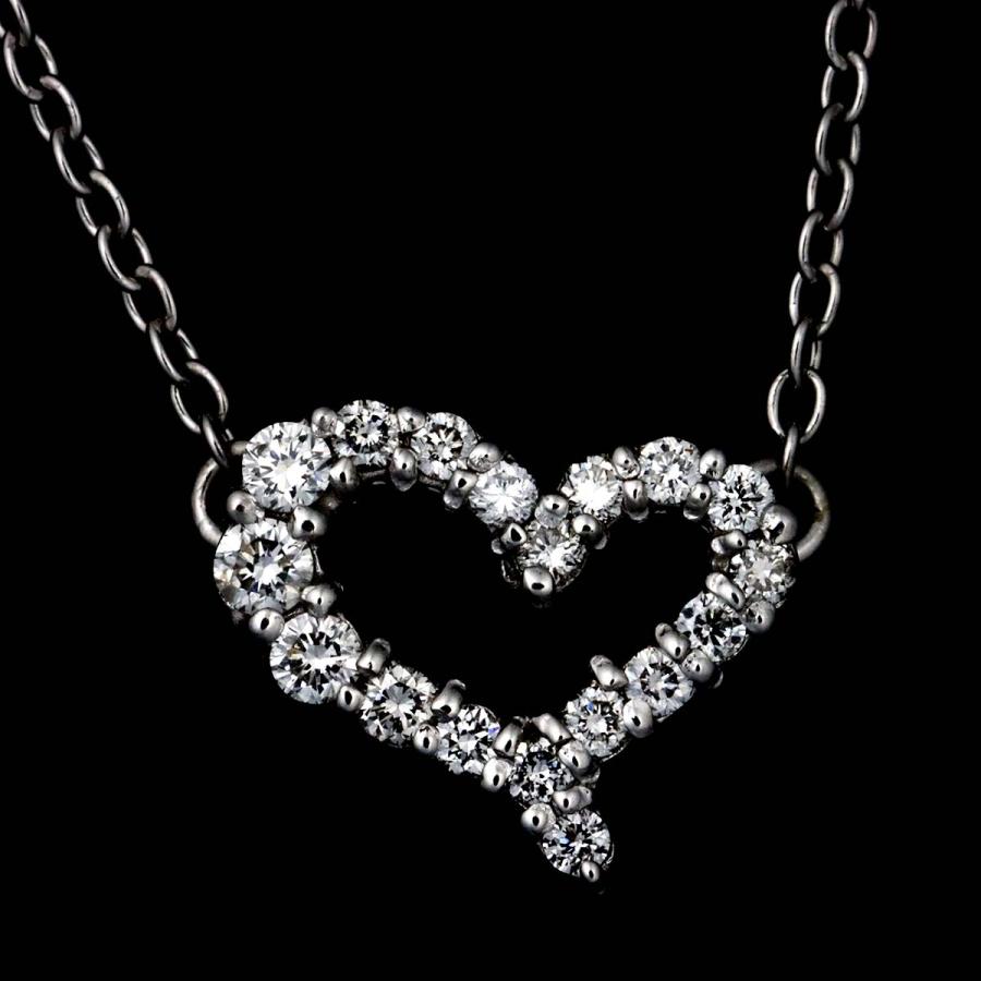アーカー AHKAH ハート ダイヤ 0.18ct ネックレス 45cm K18 WG 