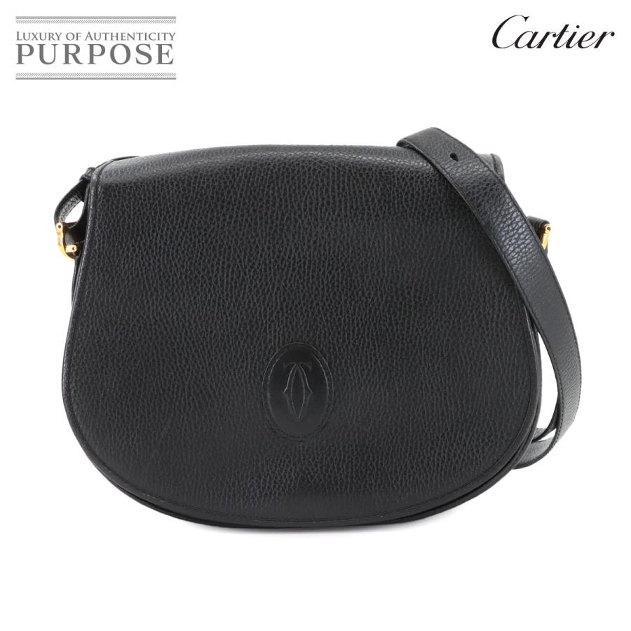 美品 カルティエ Cartier マストライン ショルダー バッグ レザー ブラック ゴールド 金具 Must Line Shoulder Bag 90305731 Cartier（カルティエ） 美品 マストライン ショルダー バッグ レザー