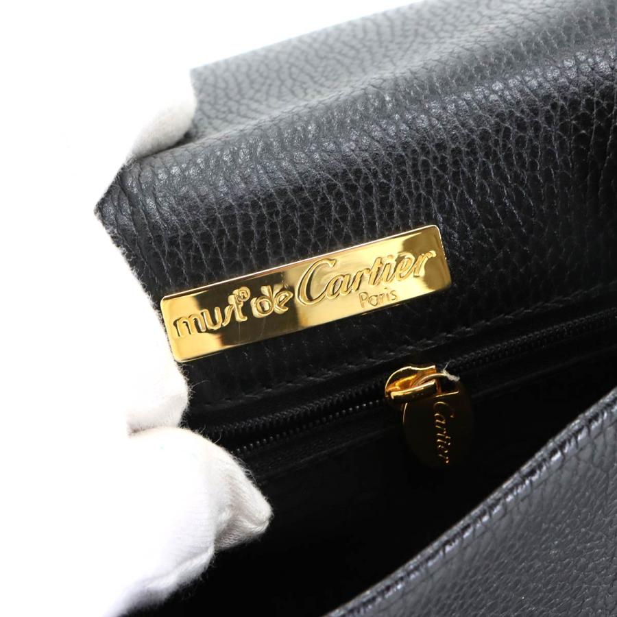 美品 カルティエ Cartier マストライン ショルダー バッグ レザー ブラック ゴールド 金具 Must Line Shoulder Bag 90305731 Cartier（カルティエ） 美品 マストライン ショルダー バッグ レザー