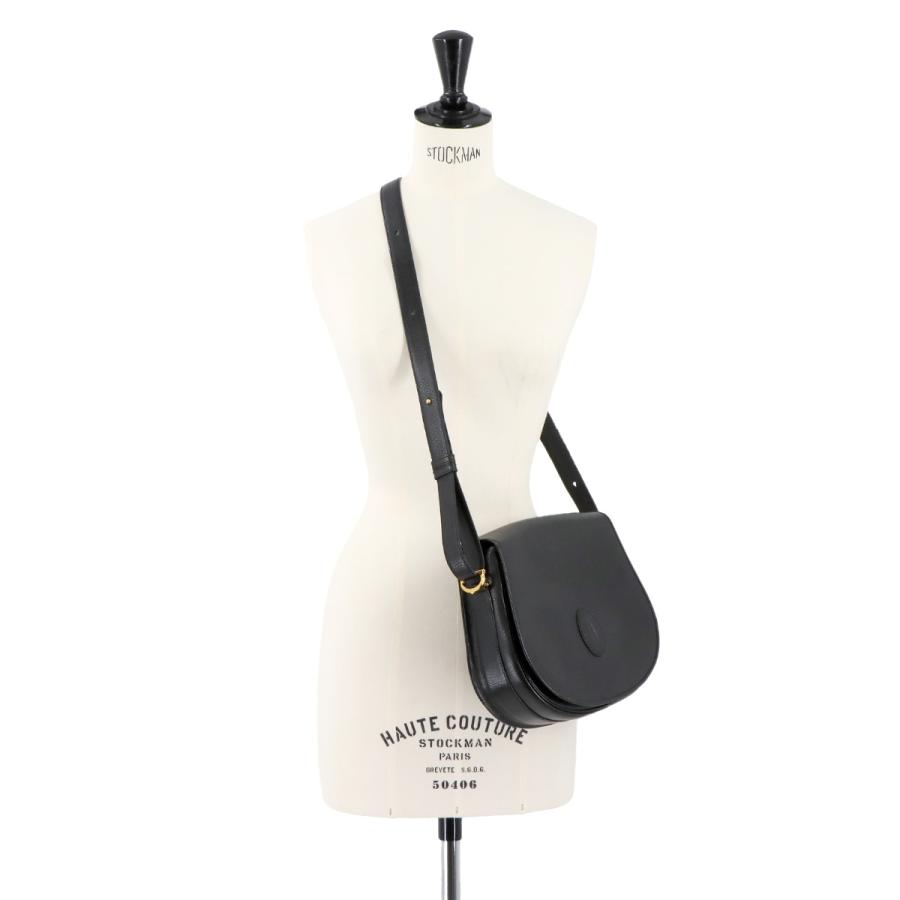 美品 カルティエ Cartier マストライン ショルダー バッグ レザー ブラック ゴールド 金具 Must Line Shoulder Bag 90305731 Cartier（カルティエ） 美品 マストライン ショルダー バッグ レザー