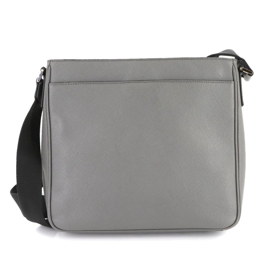 PRADA グレー ショルダーバッグ PRADA（プラダ） 新品同様 サフィアーノ ショルダー バッグ レザー