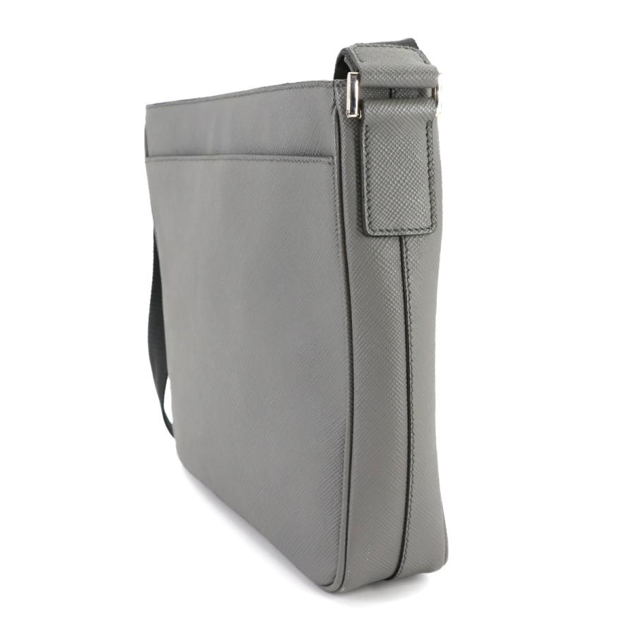 PRADA グレー ショルダーバッグ PRADA（プラダ） 新品同様 サフィアーノ ショルダー バッグ レザー
