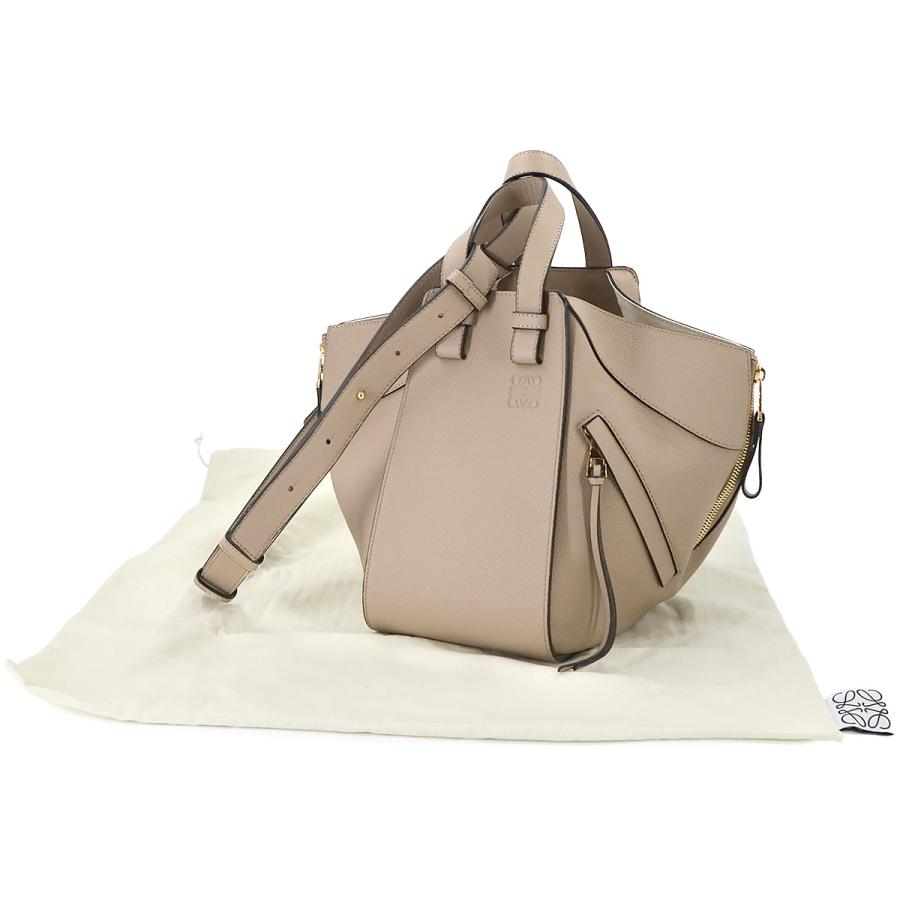 新品同様 ロエベ LOEWE ハンモック スモール 2way ハンド ショルダー バッグ レザー サンド A538S35X18 ゴールド 金具 90306093の画像