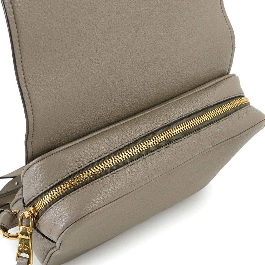 PRADA（プラダ） 新品同様 ショルダー バッグ レザー グレー 1BD163