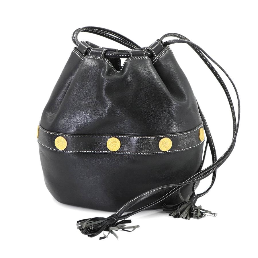 セリーヌ　フリンジショルダーバック CELINE（セリーヌ） 巾着 ショルダー バッグ レザー ブラック ゴールド