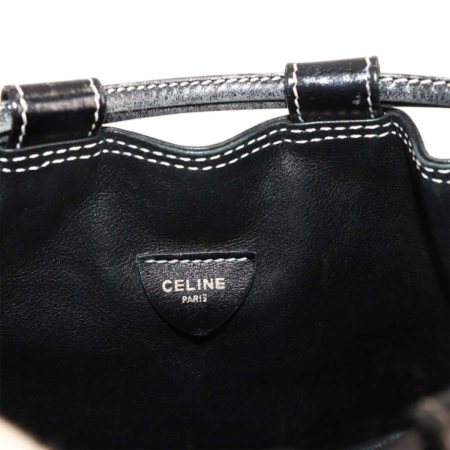 セリーヌ　フリンジショルダーバック CELINE（セリーヌ） 巾着 ショルダー バッグ レザー ブラック ゴールド