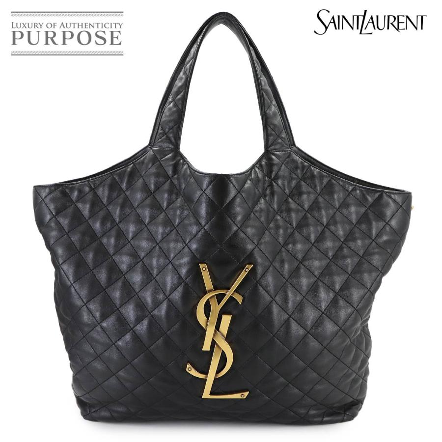 サンローラン イカール マキシショッピングバッグ レザー ブラック Yves Saint Laurent（イヴ・サンローラン） 新品同様 サンローラン