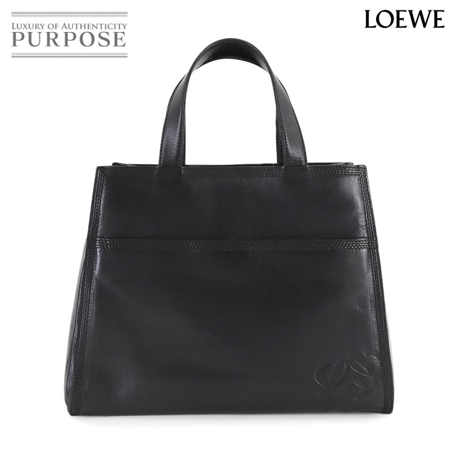 LOEWE ロエベ 黒 レザー トートバッグ 付属ポーチ付き org.jpg