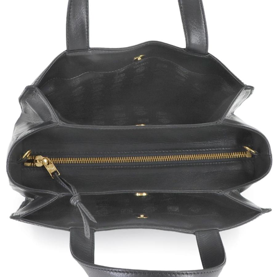 LOEWE（ロエベ） アナグラム ハンド バッグ レザー ブラック ゴールド