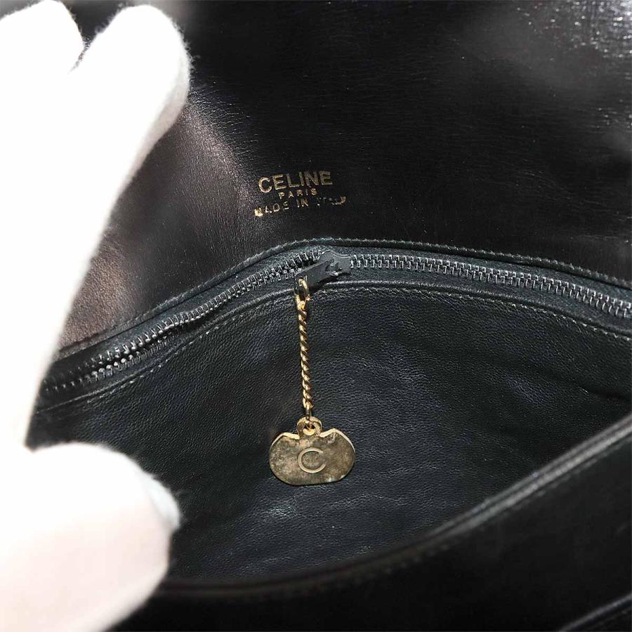 CELINE（セリーヌ） トリオンフ ショルダー レザー ブラック ゴールド