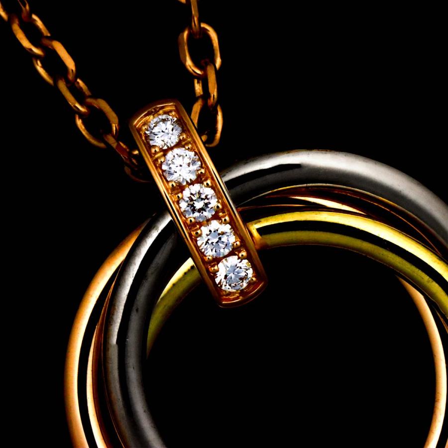 Cartier（カルティエ） トリニティ ダイヤ ネックレス 42cm K18 YG WG 