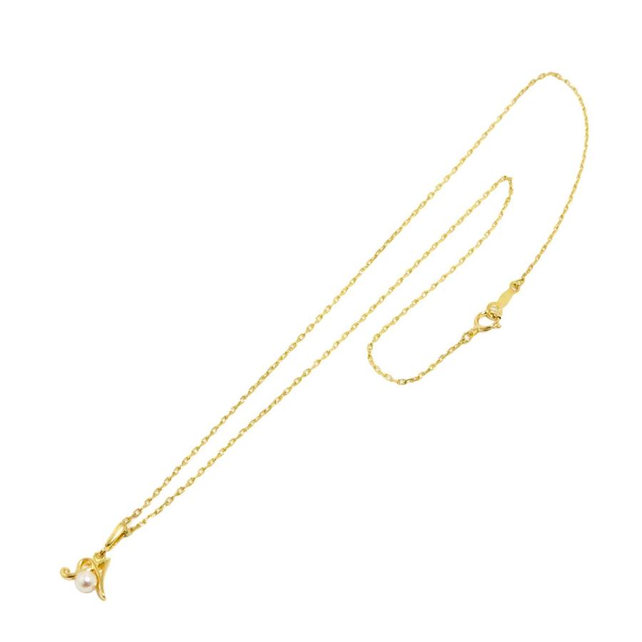 ミキモト MIKIMOTO ベビーパール 3.6mm ネックレス 38cm K18 YG イエローゴールド 750 イニシャル A 真珠 Necklace 90307743の画像