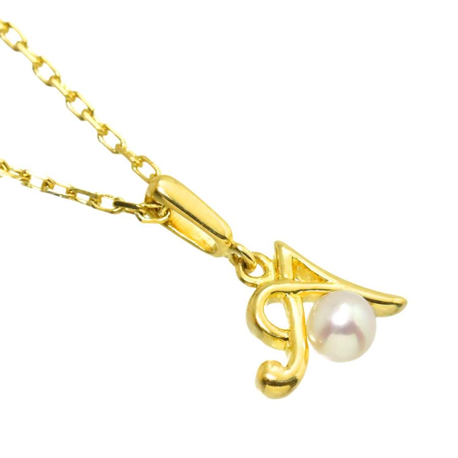 ミキモト MIKIMOTO ベビーパール 3.6mm ネックレス 38cm K18 YG イエローゴールド 750 イニシャル A 真珠 Necklace 90307743の画像