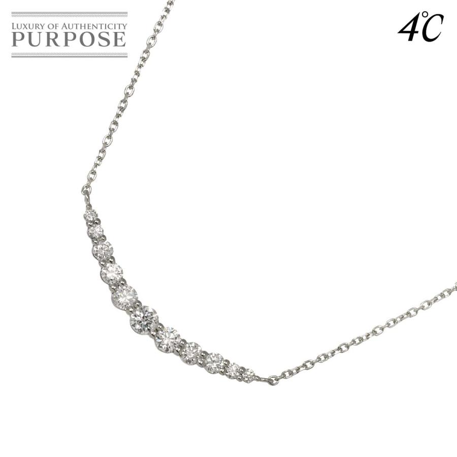 4℃（ヨンドシー） ダイヤ ネックレス 42cm Pt プラチナ Diamond